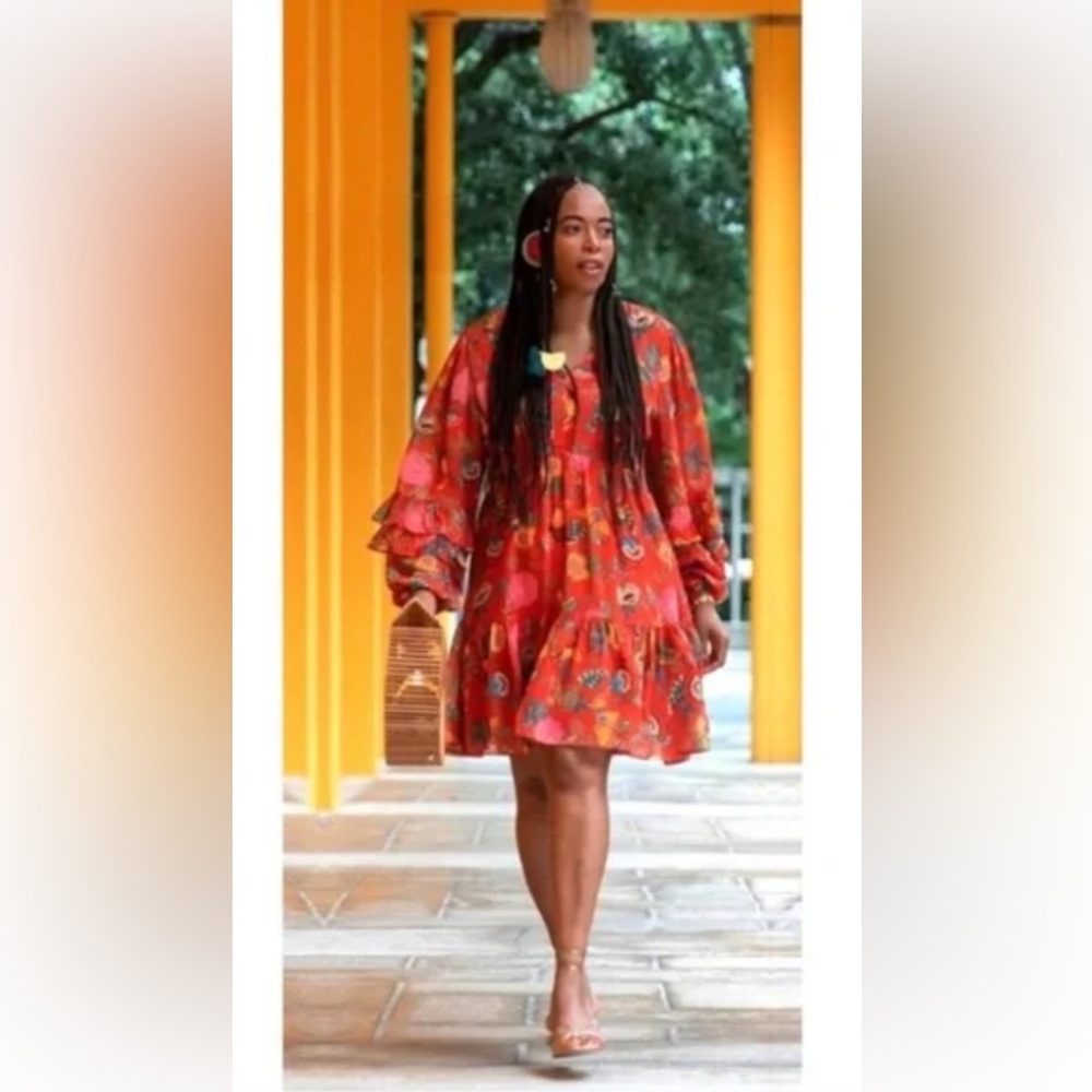 FARM Rio Red Floral Dress